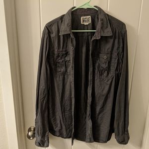 Converse casual button down long sleeve dark grey